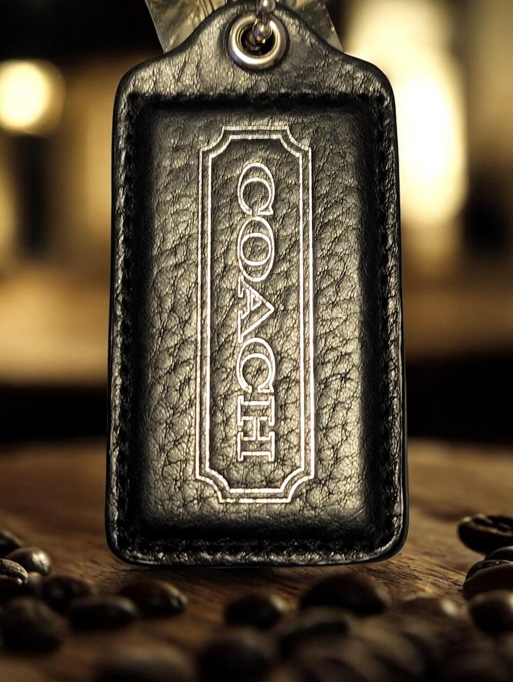 COACH EUC! Black Leather LEGACY #24967 Replacement Tag Fob With CREED ON BACK
